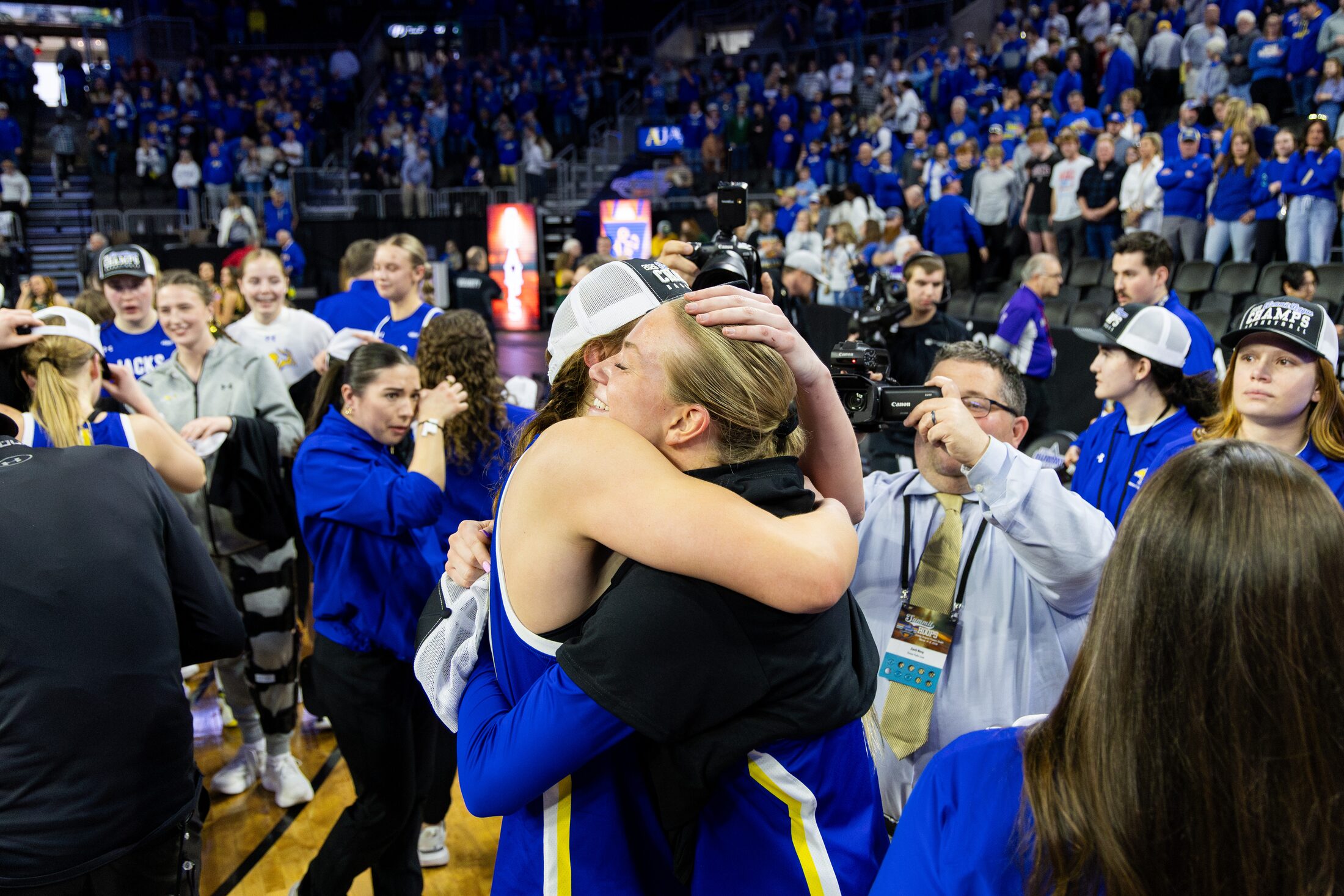 Athletes embracing after a meaningful game